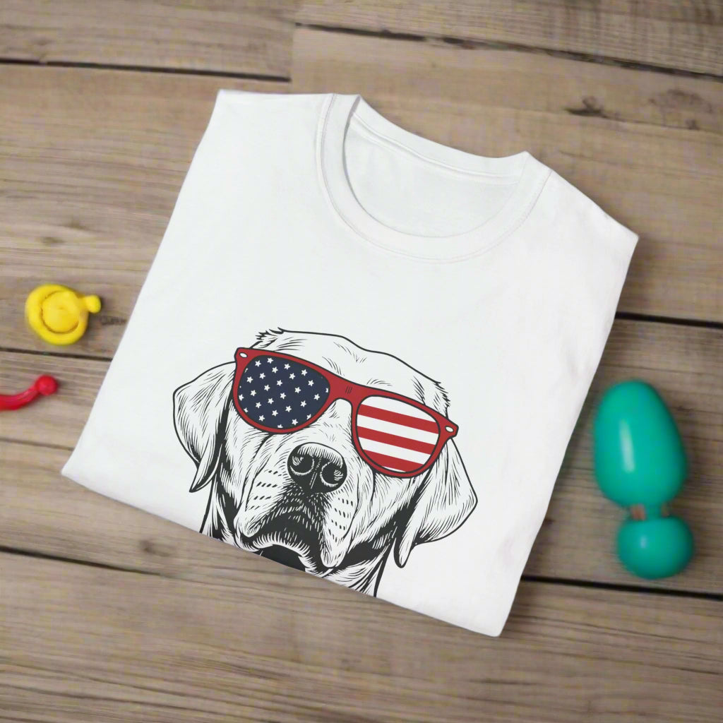 π Cool Dog T-Shirt β Patriotic Pup with American Flag Sunglasses