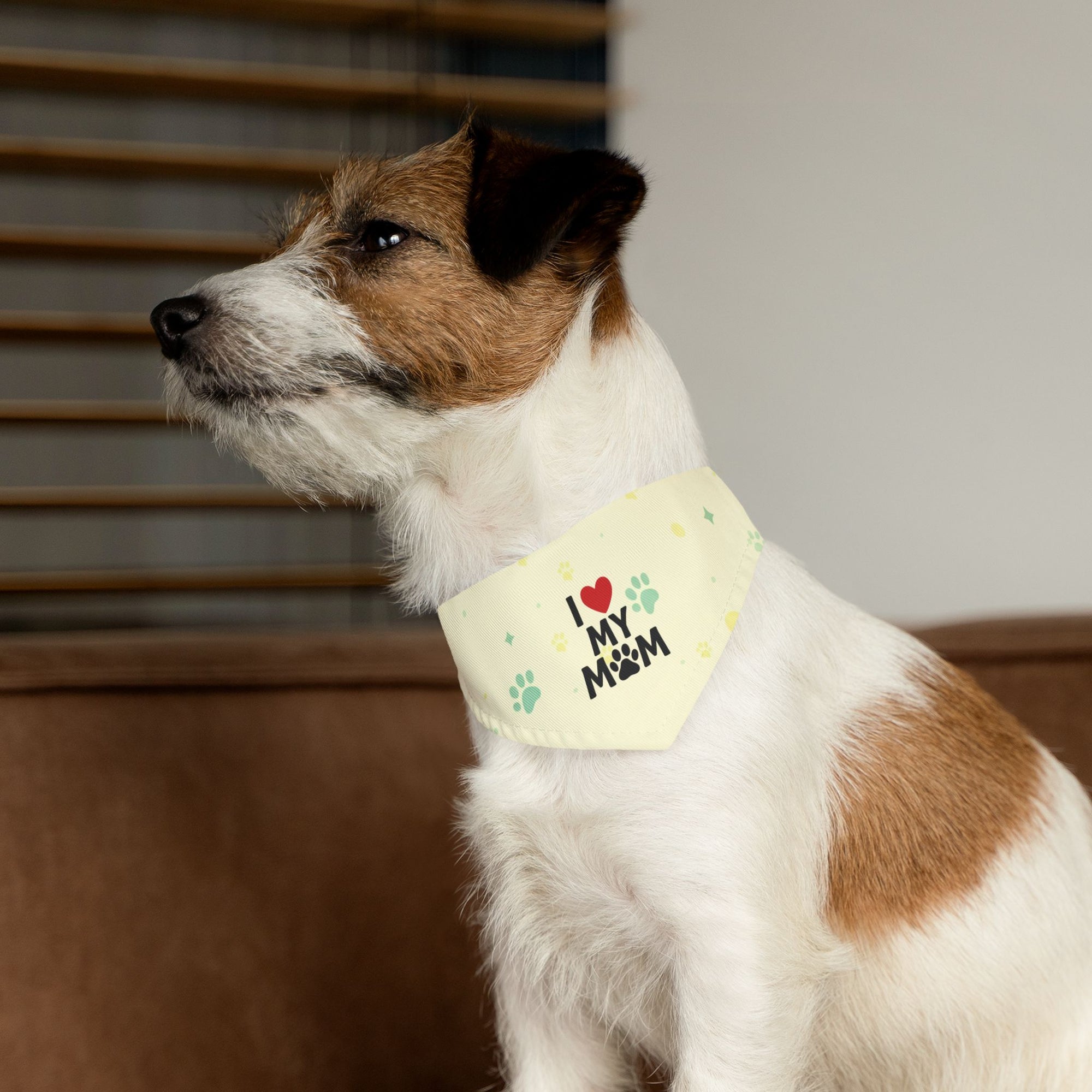 I Love My Mom Pet Bandana – Cream