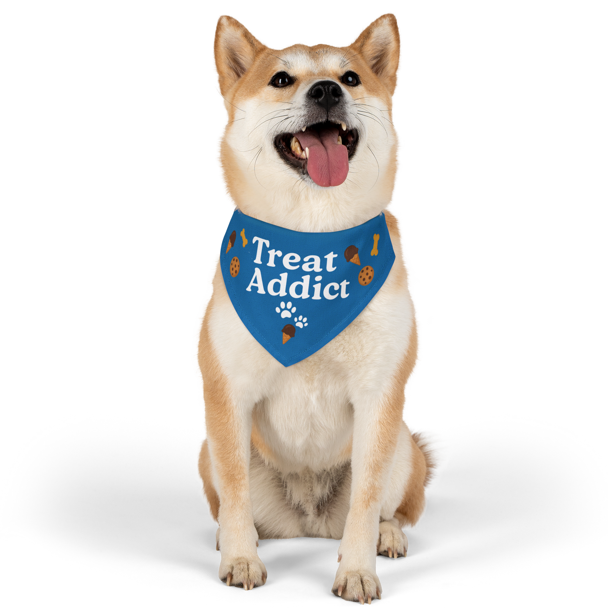 Treat Addict Pet Bandana with clip – Stylish Accessory for Cats & Dogs - Sapphire