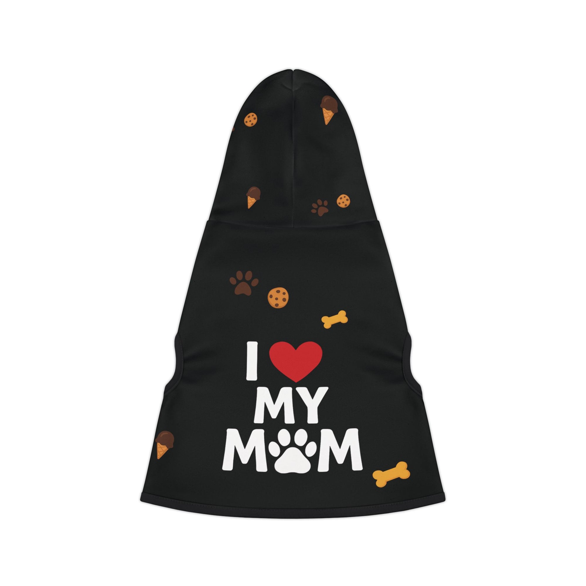 Pet Hoodie – “I Love My Mom Pet Hoodie” Black Variant – Cozy Apparel for Cats & Dogs
