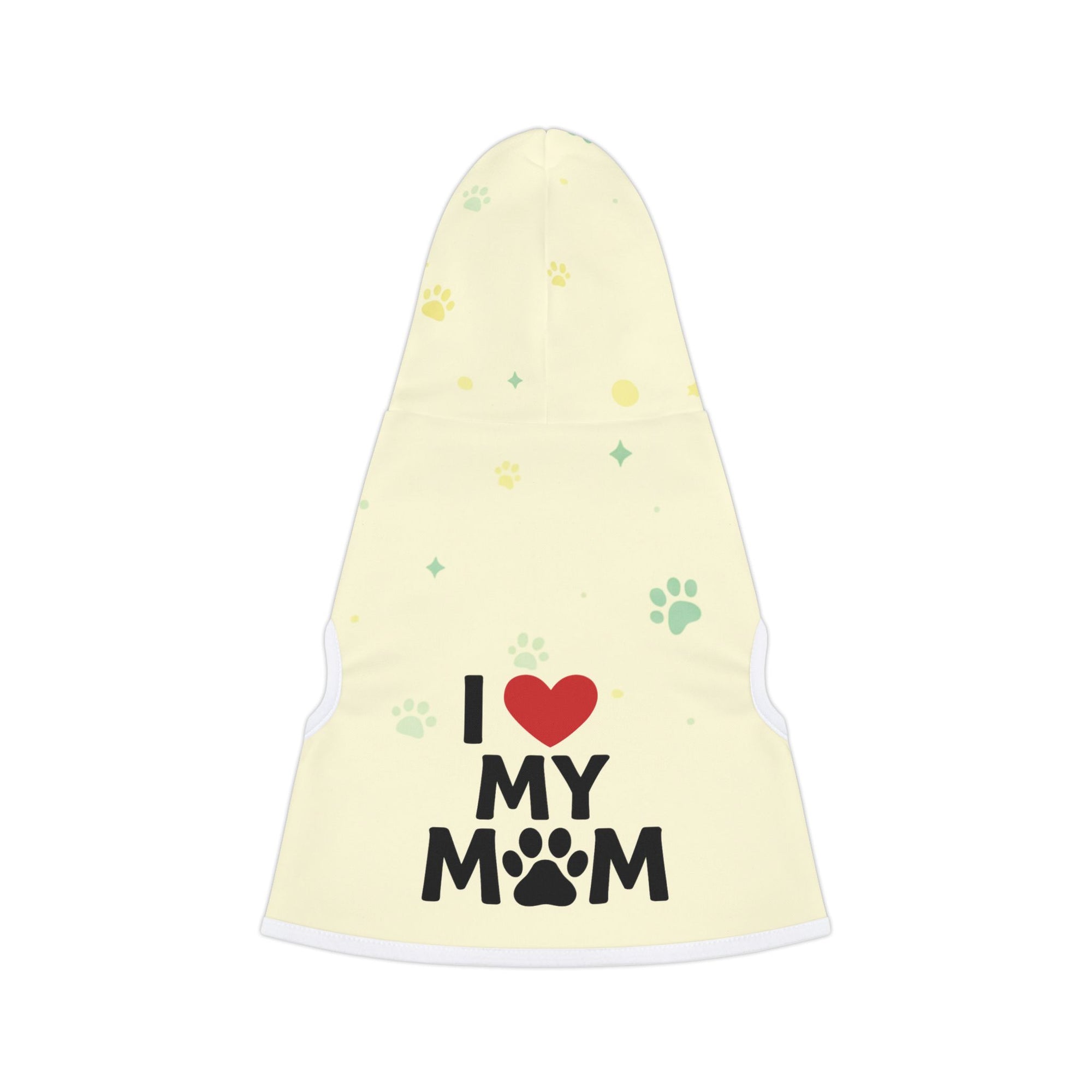 Pet Hoodie – “I love My Mom Pet Hoodie” Cream Variant – Cozy Apparel for Cats & Dogs