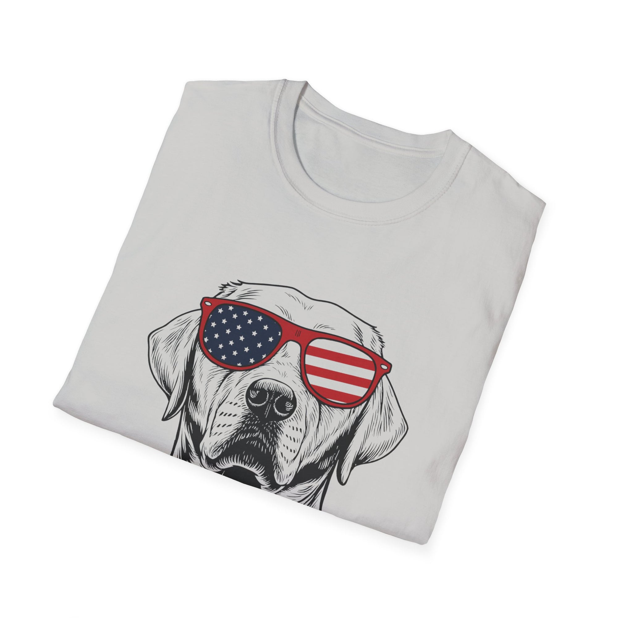 😎 Cool Dog T-Shirt – Patriotic Pup with American Flag Sunglasses