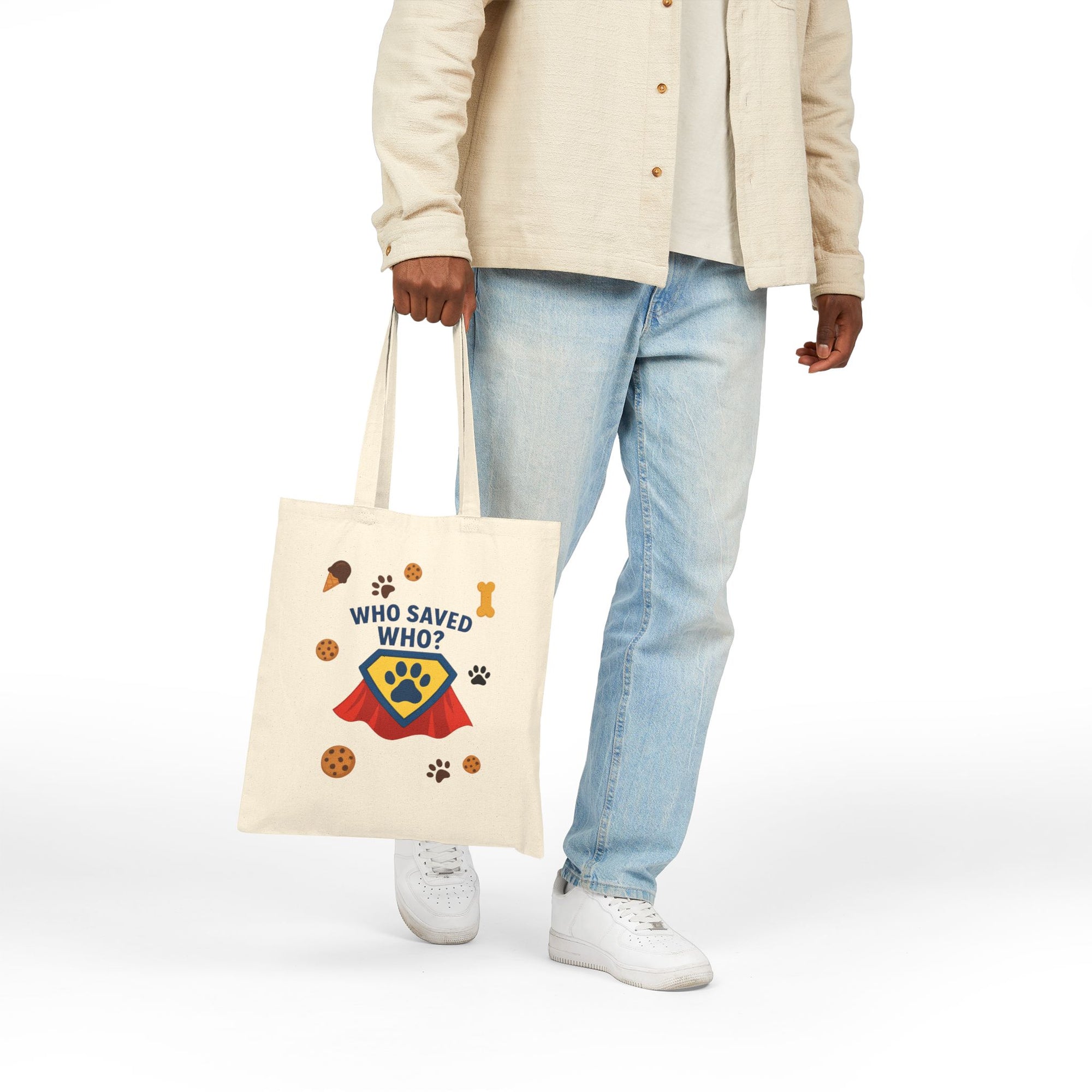 “Who Saved Who?” – Premium Quality Tote Bag
