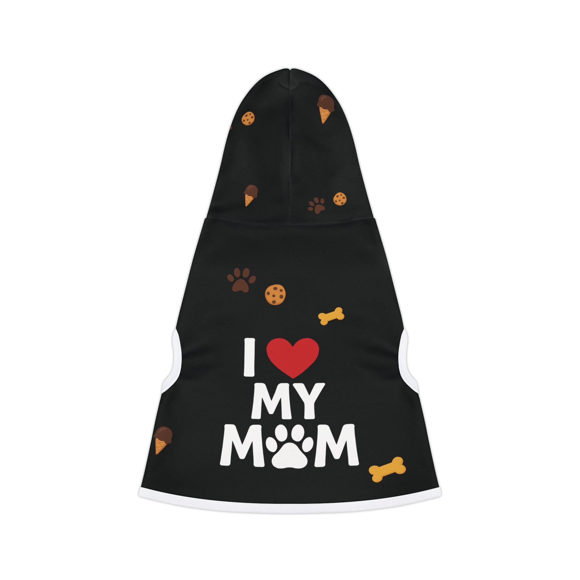Pet Hoodie – “I Love My Mom Pet Hoodie” Black Variant – Cozy Apparel for Cats & Dogs