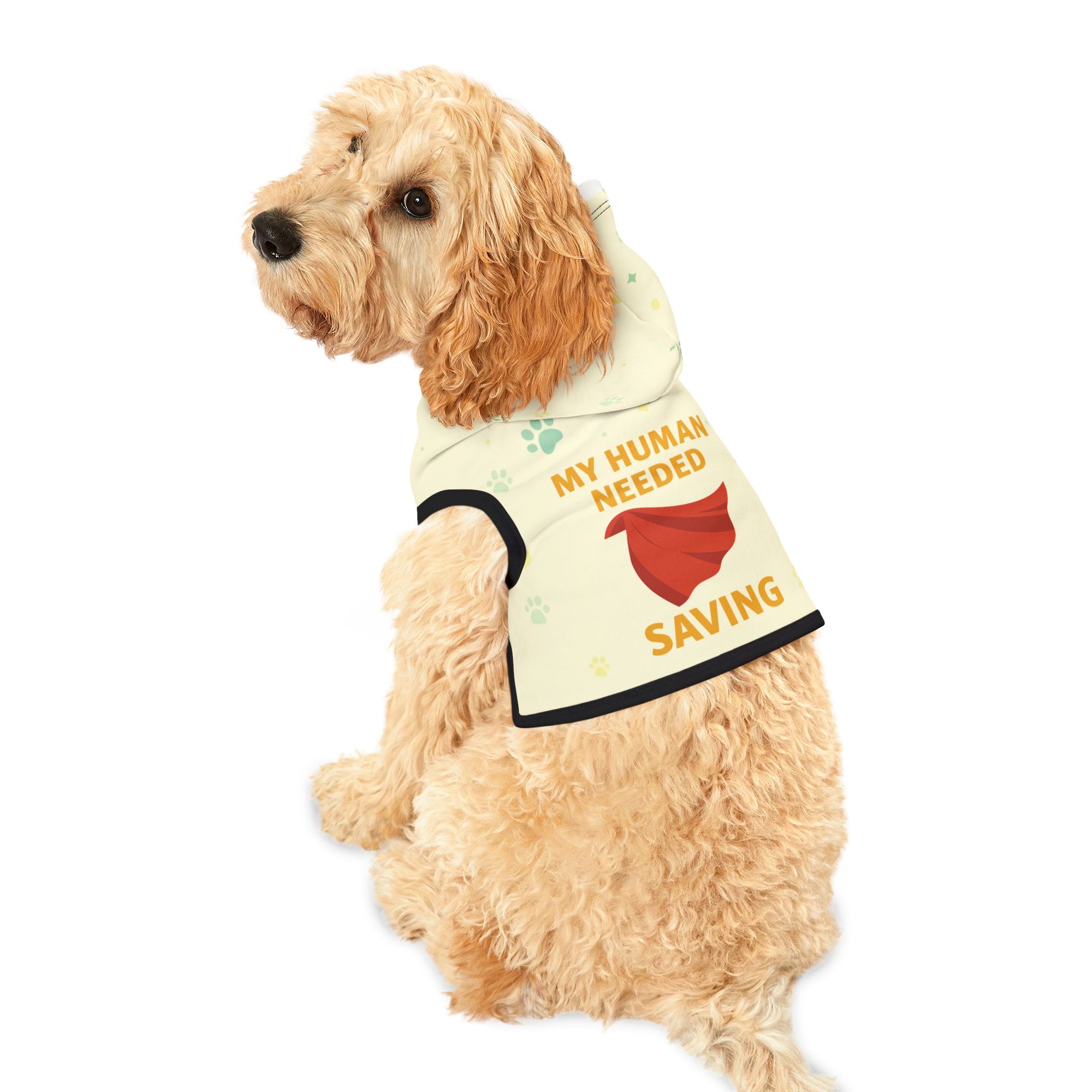🐾🦸 Superhero Pet Hoodie – “My Human Needed Saving” - Cream