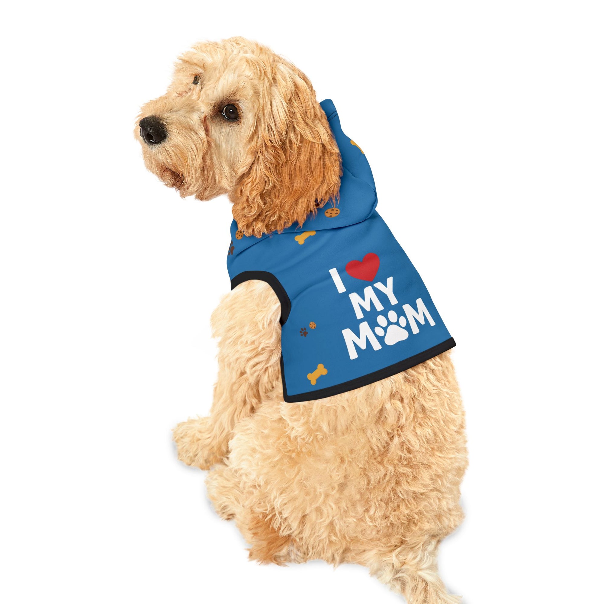 Pet Hoodie – “I Love My Mom Pet Hoodie” Sapphire Variant – Cozy Apparel for Cats & Dogs
