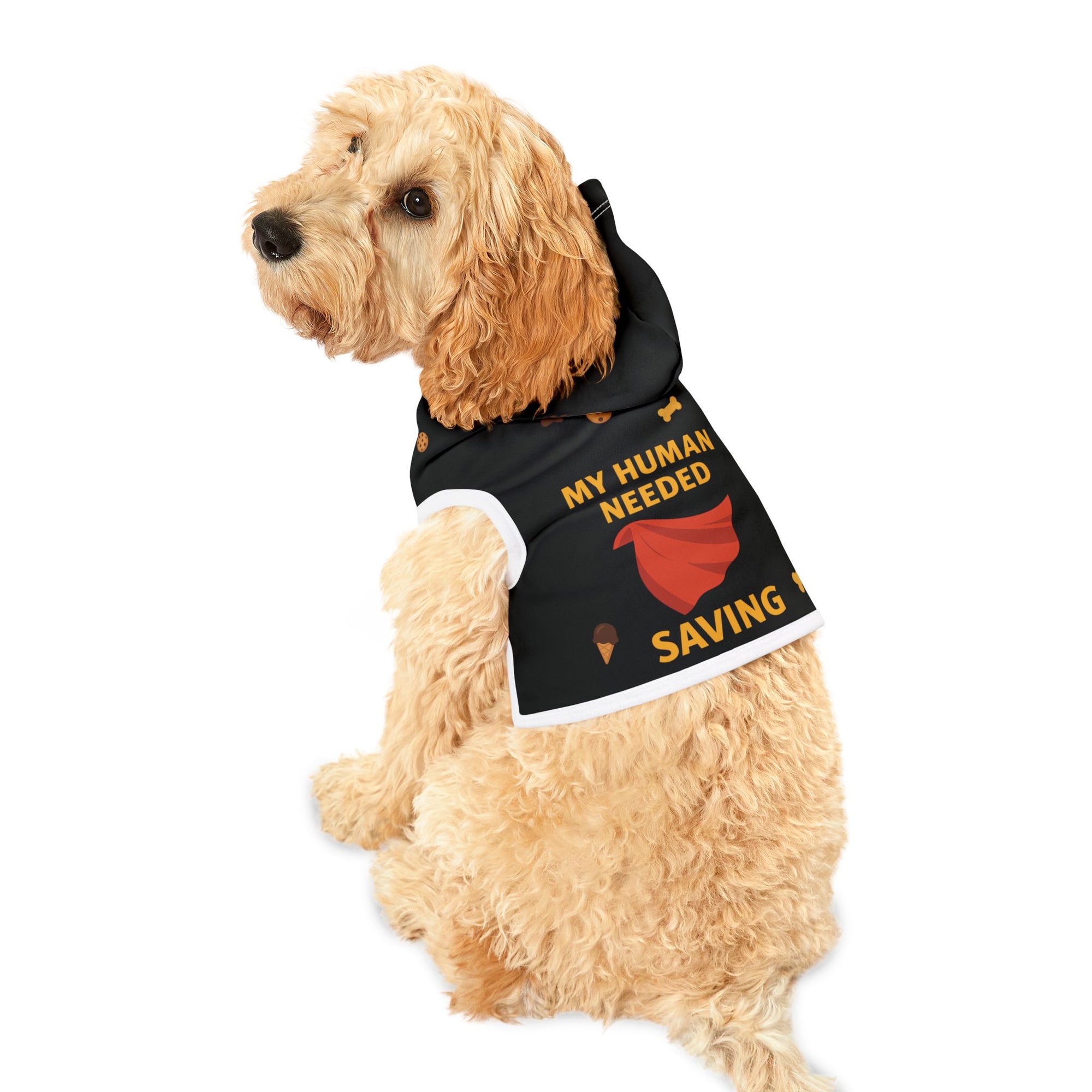 Superhero Pet Hoodie – “My Human Needed Saving” Black Variant
