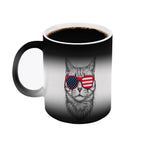 Patriotic Cat Color-Changing Mug – Heat Reveal with USA Sunglasses Design