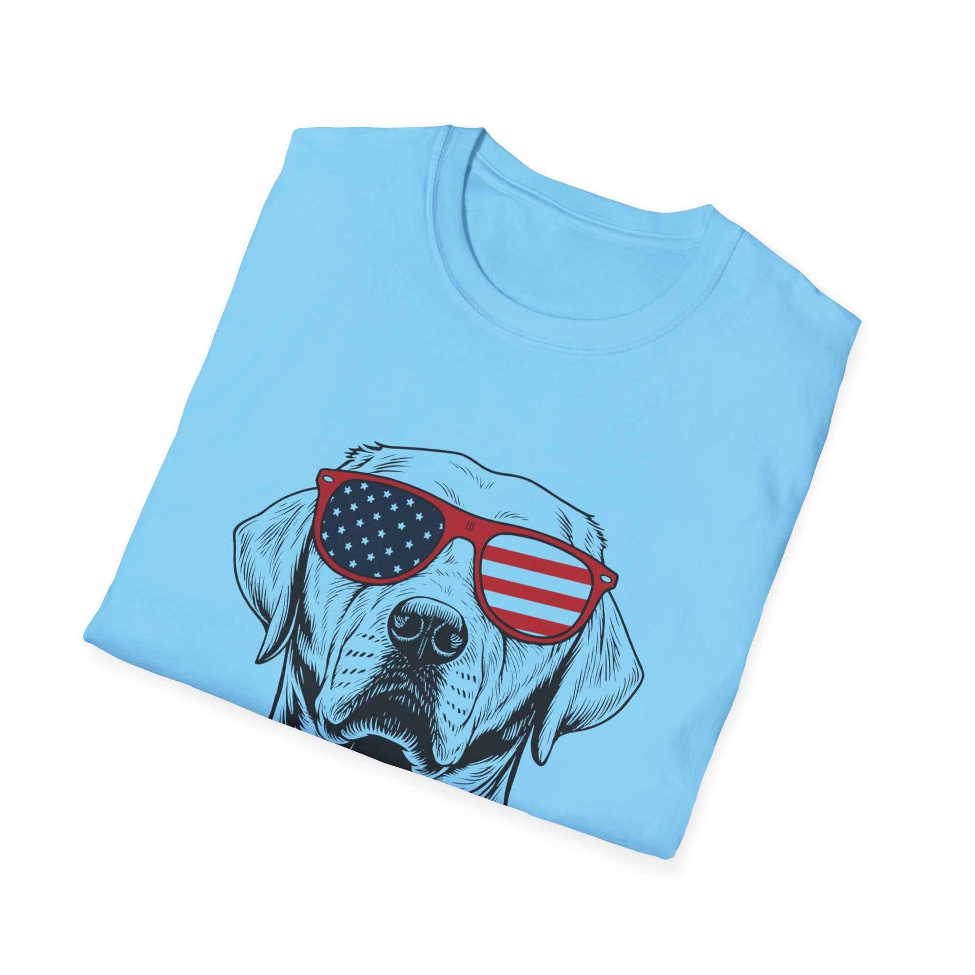 😎 Cool Dog T-Shirt – Patriotic Pup with American Flag Sunglasses