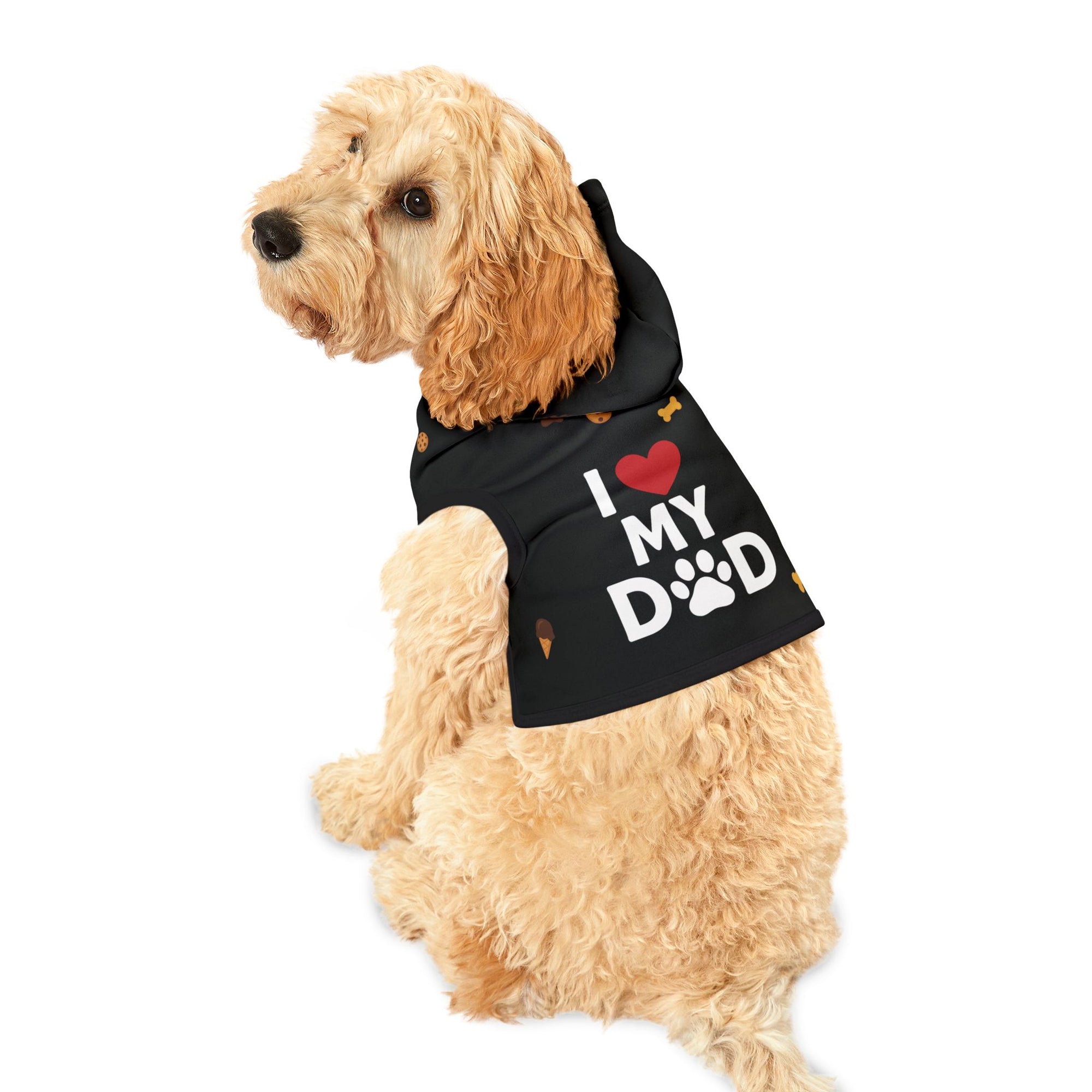 Pet Hoodie – “I love My Dad Pet Hoodie” Black Variant – Cozy Apparel for Cats & Dogs