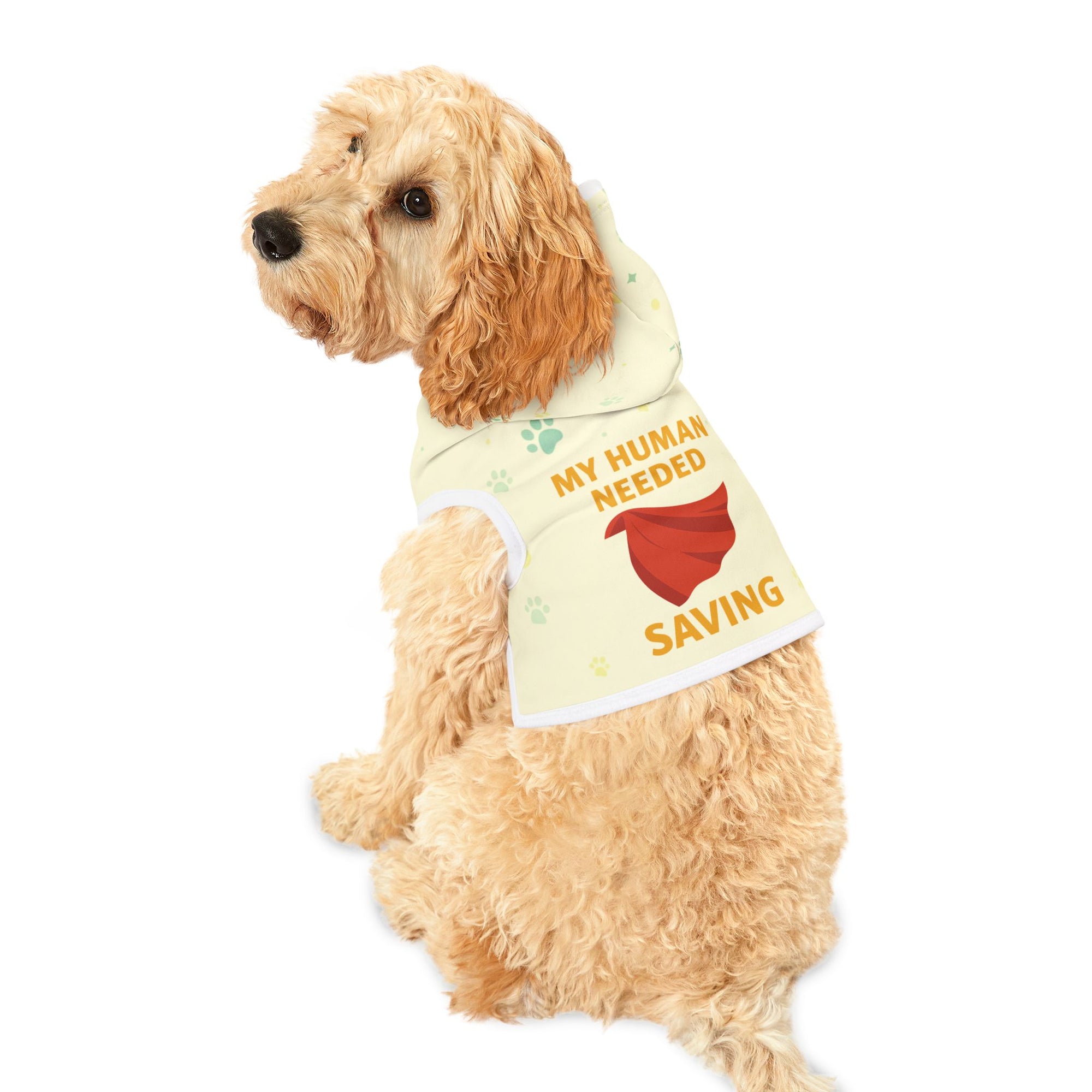🐾🦸 Superhero Pet Hoodie – “My Human Needed Saving” - Cream