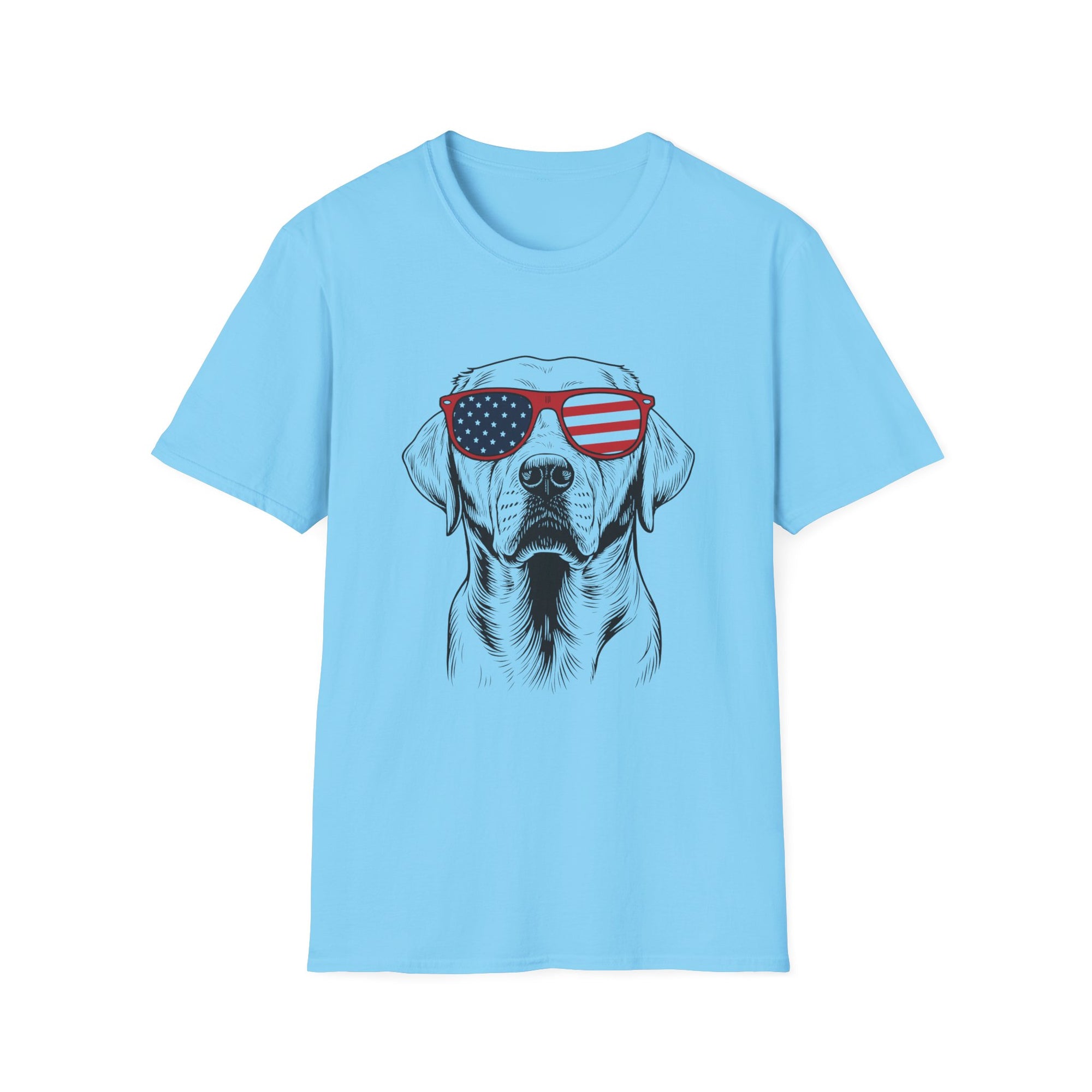 😎 Cool Dog T-Shirt – Patriotic Pup with American Flag Sunglasses