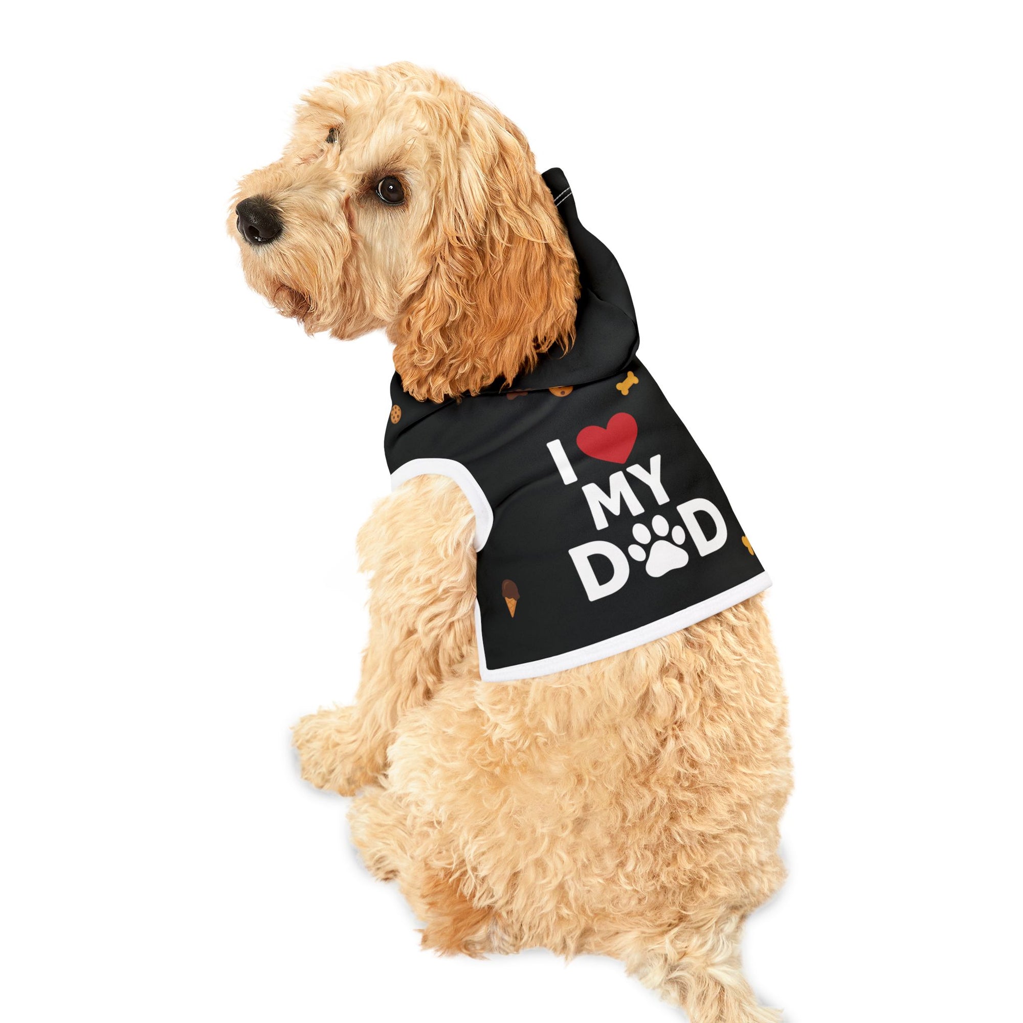 Pet Hoodie – “I love My Dad Pet Hoodie” Black Variant – Cozy Apparel for Cats & Dogs