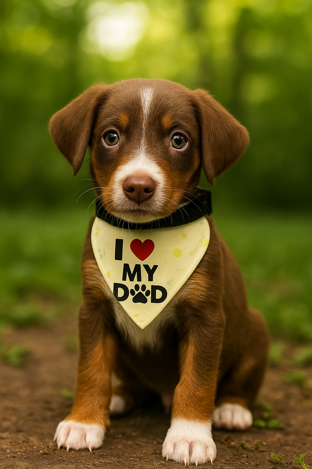 I love My Dad Pet Bandana  – Cream