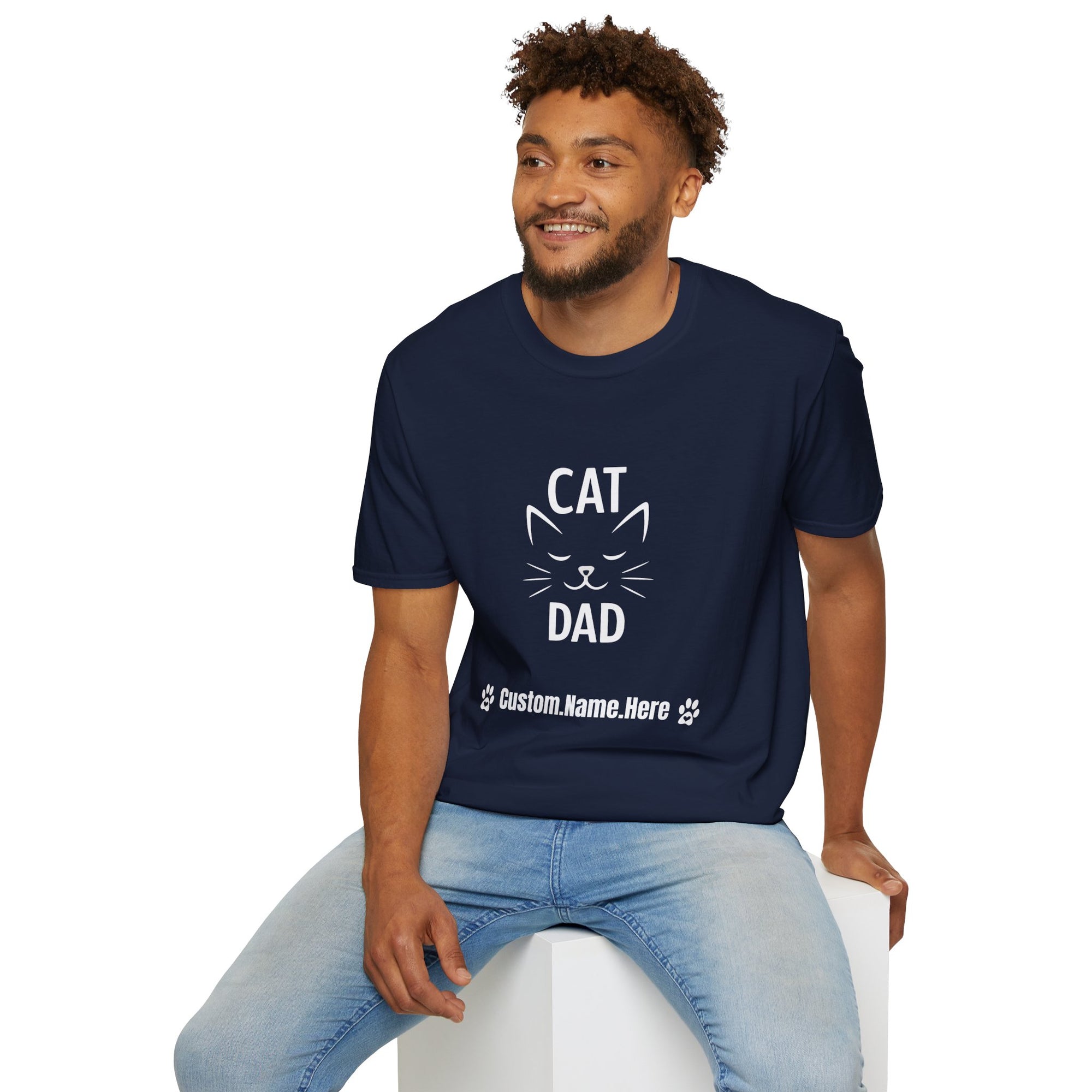 😼 Personalized Cat Dad T-Shirt – Custom Name Edition