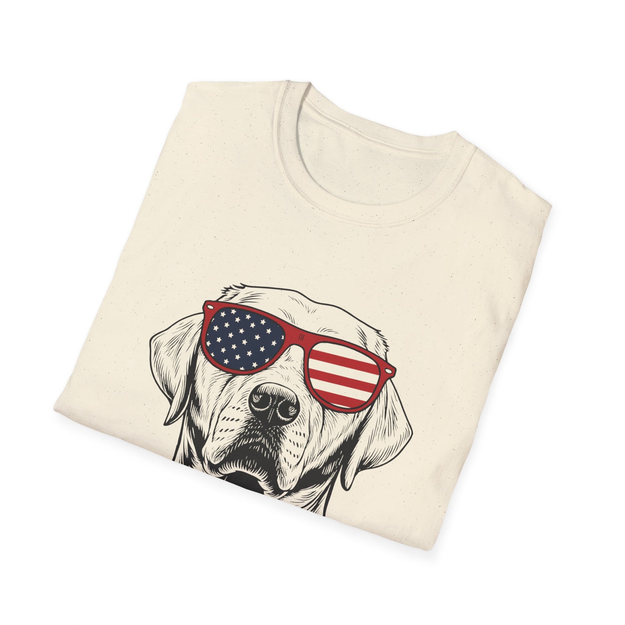 😎 Cool Dog T-Shirt – Patriotic Pup with American Flag Sunglasses