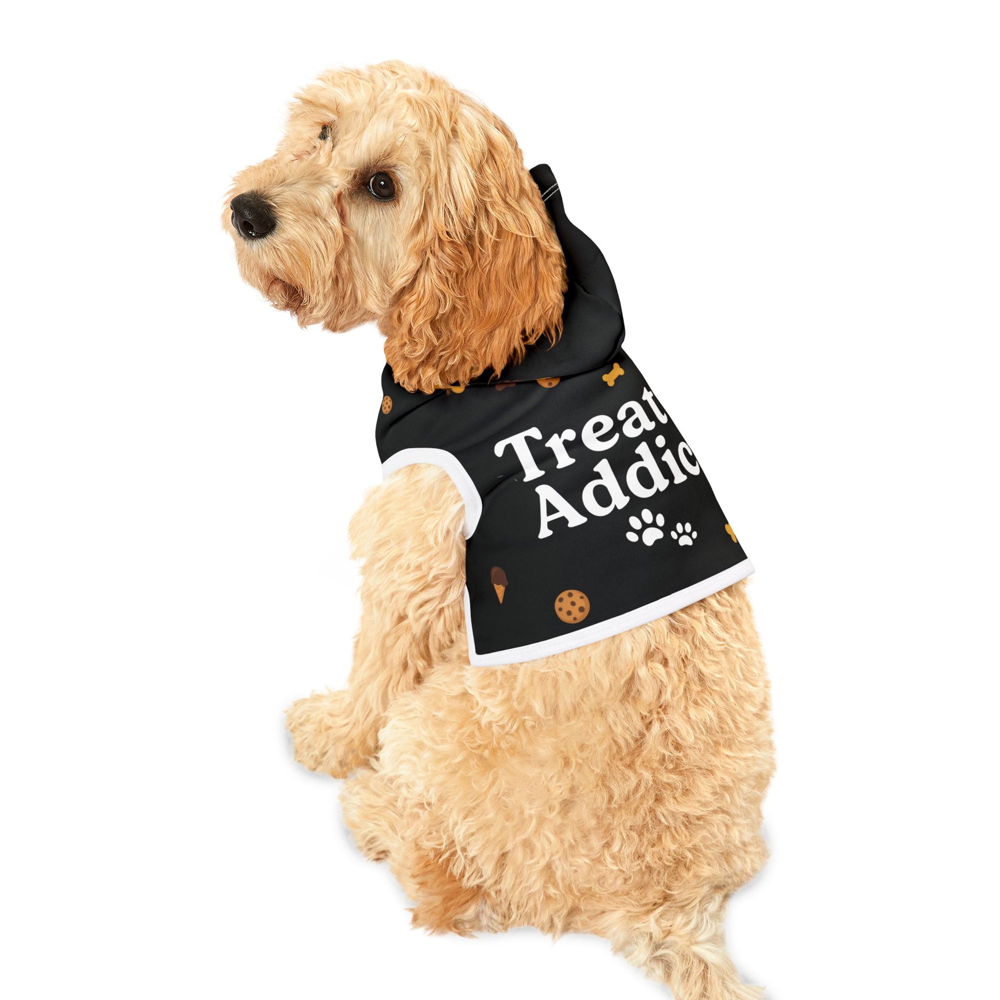 Treat Addict Pet Hoodie – Black – Cozy Style for Your Snack – Loving Sidekick