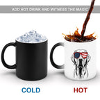 Patriotic Dog Color-Changing Mug – Heat Reveal with American Flag Sunglasses