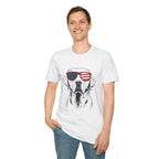 😎 Cool Dog T-Shirt – Patriotic Pup with American Flag Sunglasses