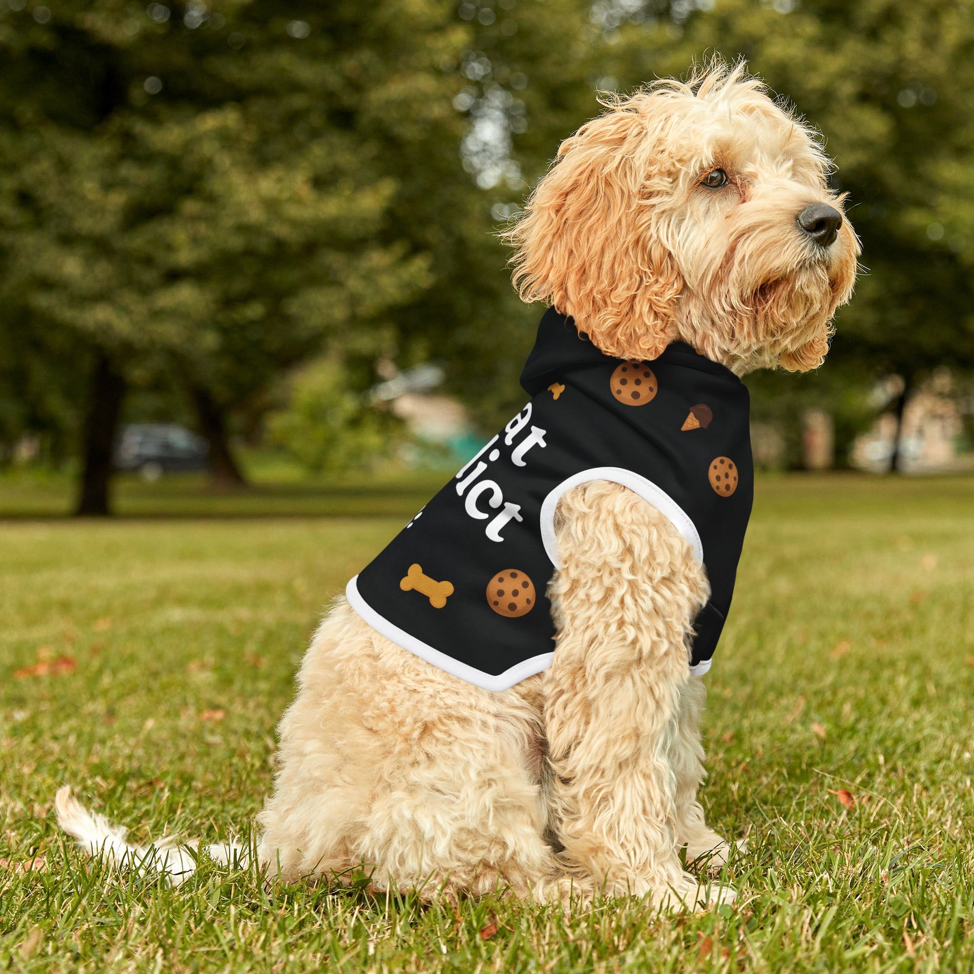 Treat Addict Pet Hoodie ā Black ā Cozy Style for Your Snack ā Loving Sidekick