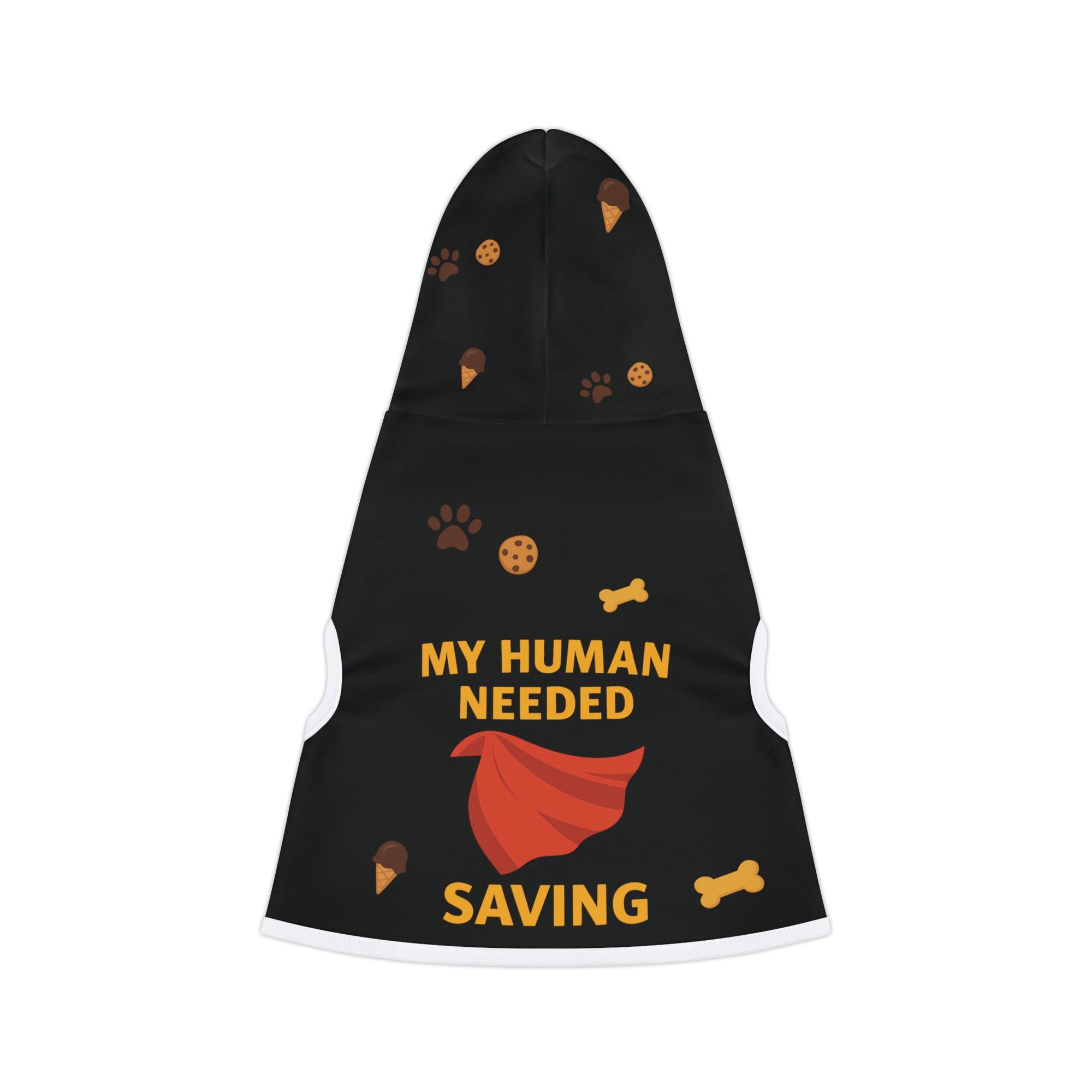 Superhero Pet Hoodie – “My Human Needed Saving” Black Variant