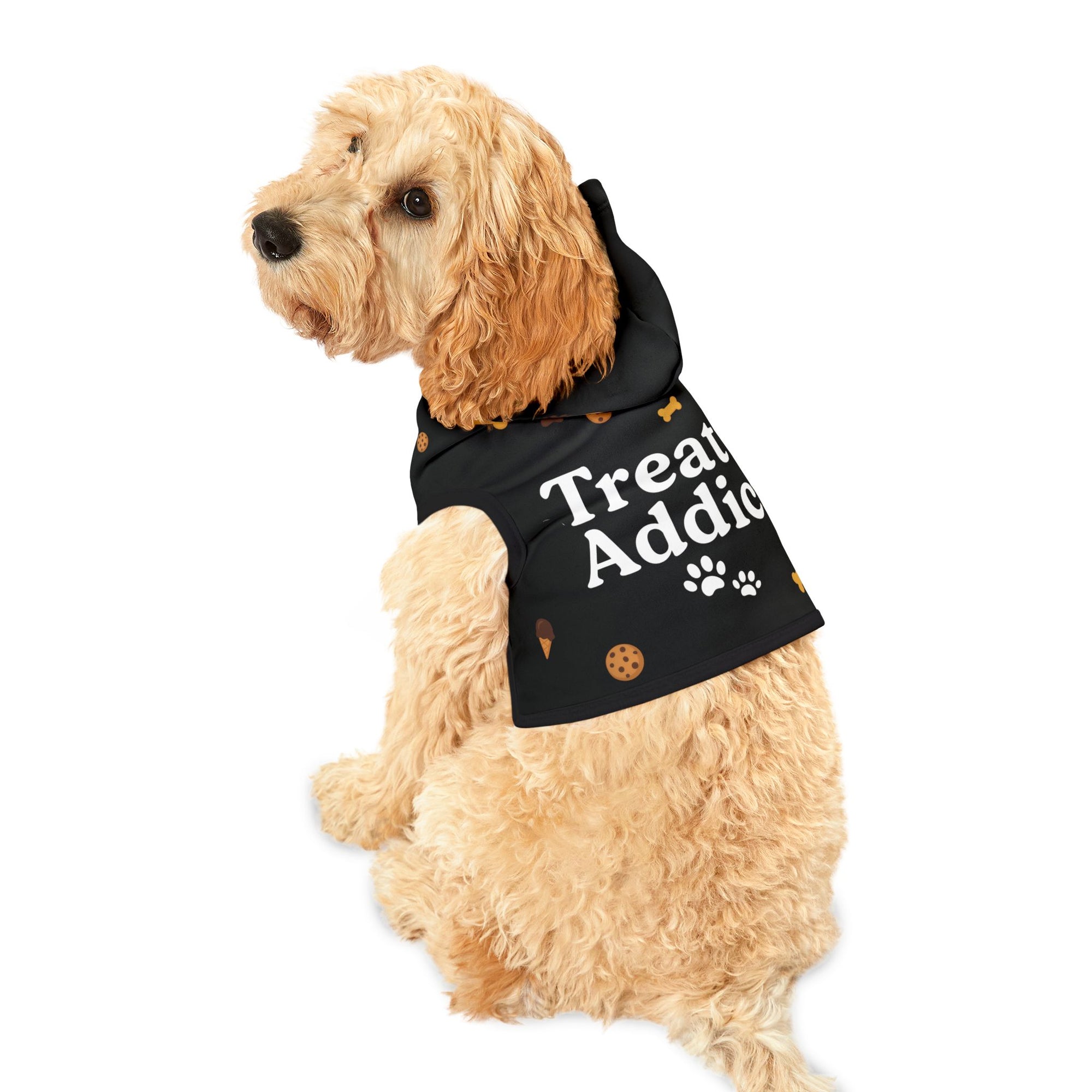 Treat Addict Pet Hoodie – Black – Cozy Style for Your Snack – Loving Sidekick