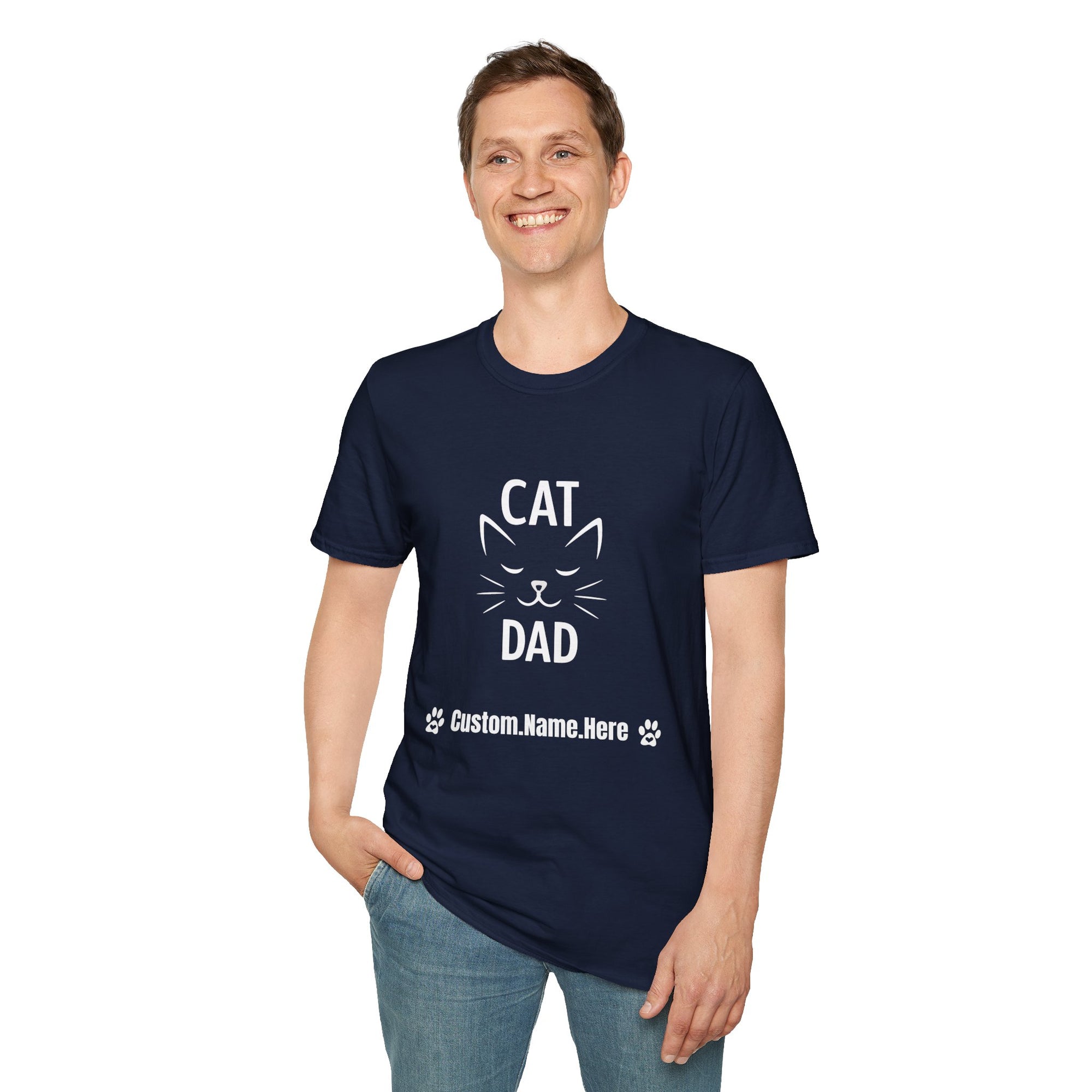 😼 Personalized Cat Dad T-Shirt – Custom Name Edition
