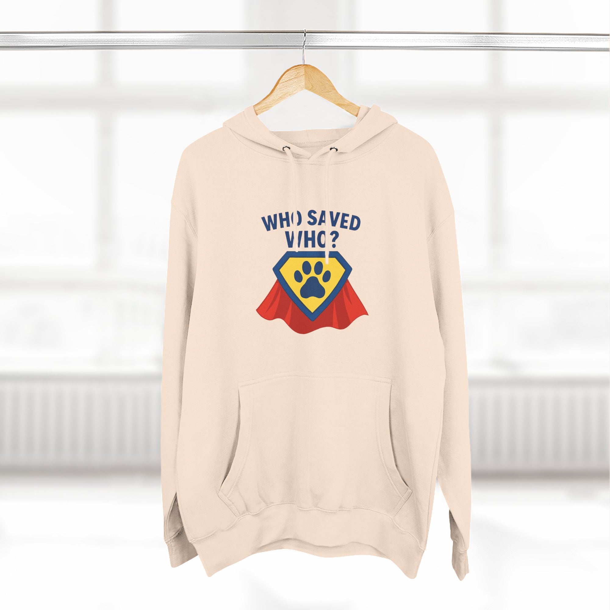 “Who Saved Who?” Hoodie – PREMIUM QUALITY Superhero Paw Edition