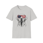 😎 Cool Dog T-Shirt – Patriotic Pup with American Flag Sunglasses