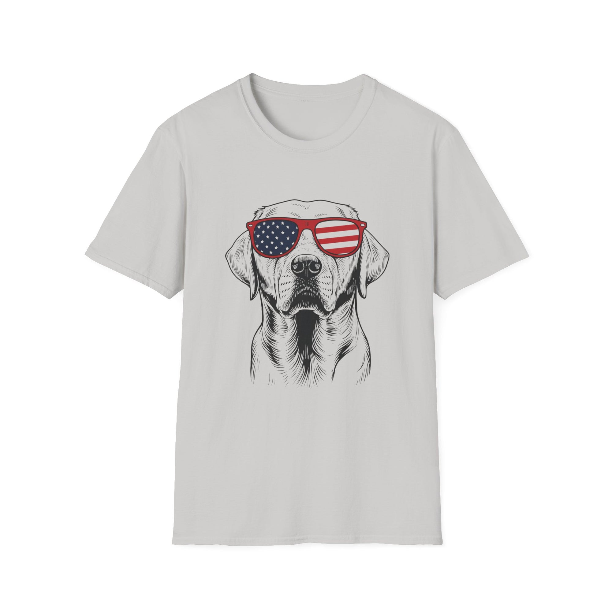 😎 Cool Dog T-Shirt – Patriotic Pup with American Flag Sunglasses
