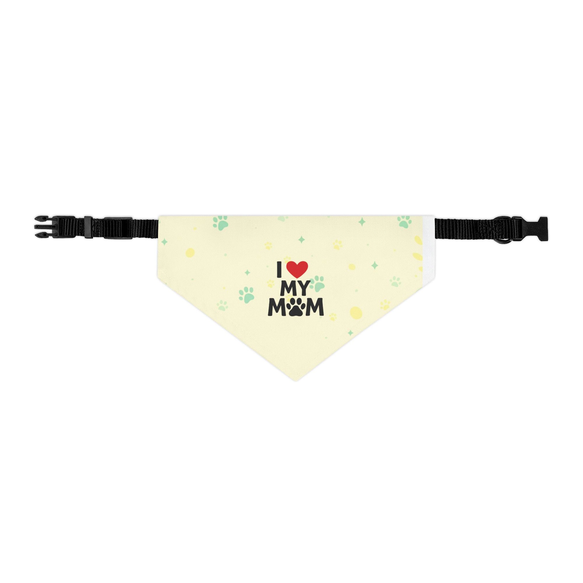 I Love My Mom Pet Bandana  – Cream