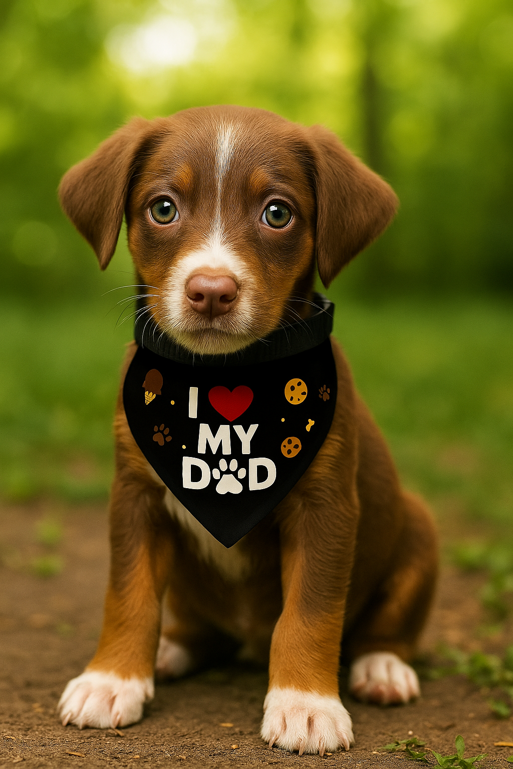 Pet Bandana  with clip – “I love My Dad” - Black