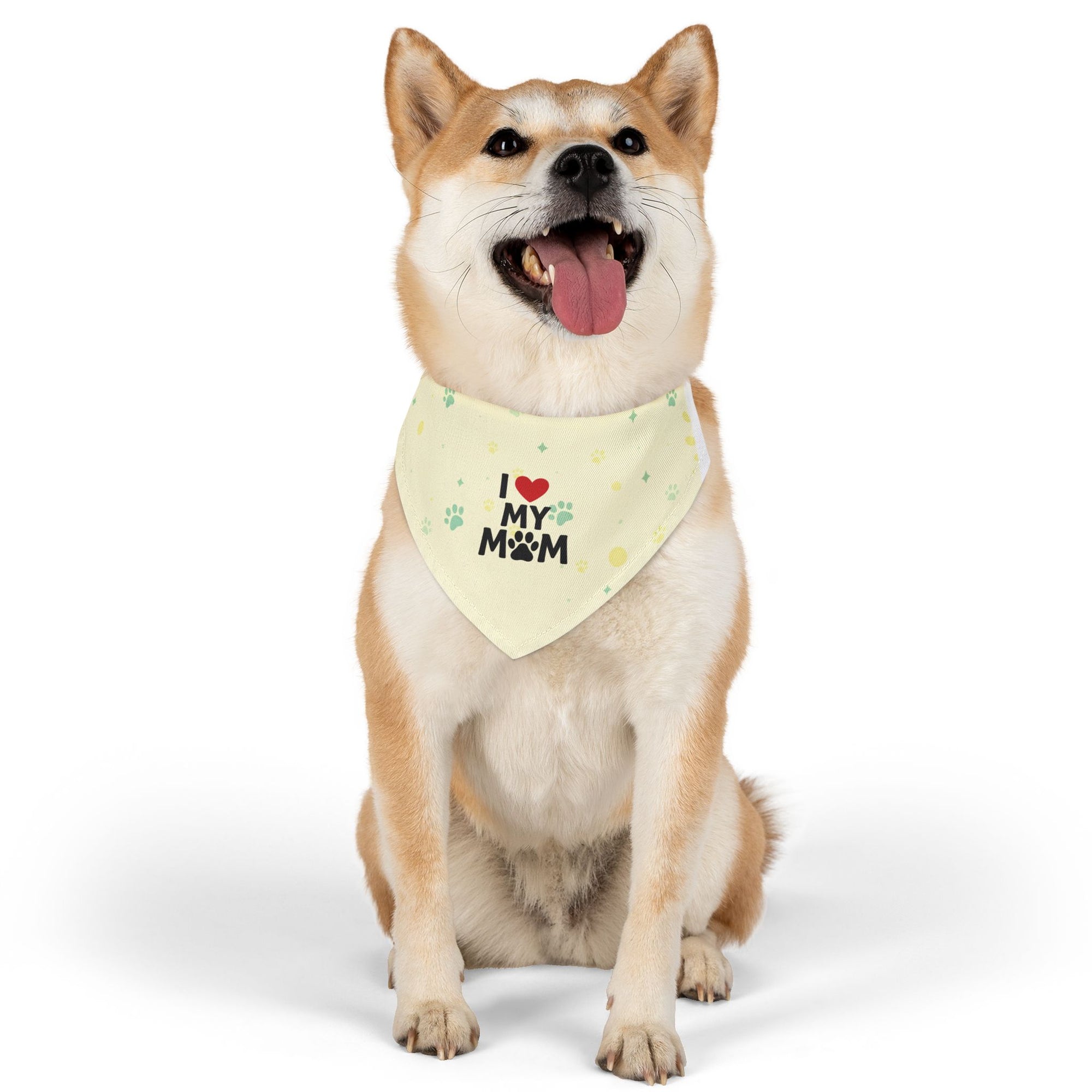 I Love My Mom Pet Bandana  – Cream