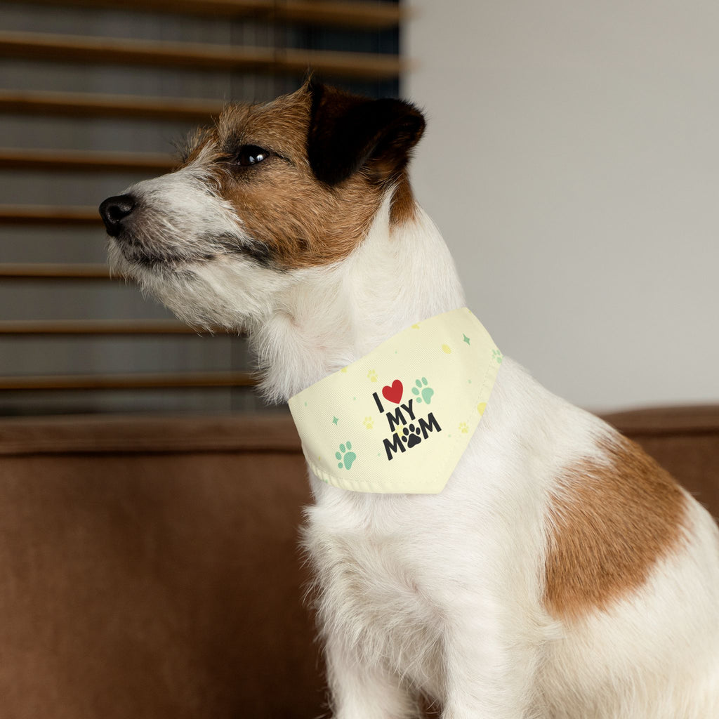 I Love My Mom Pet Bandana  – Cream