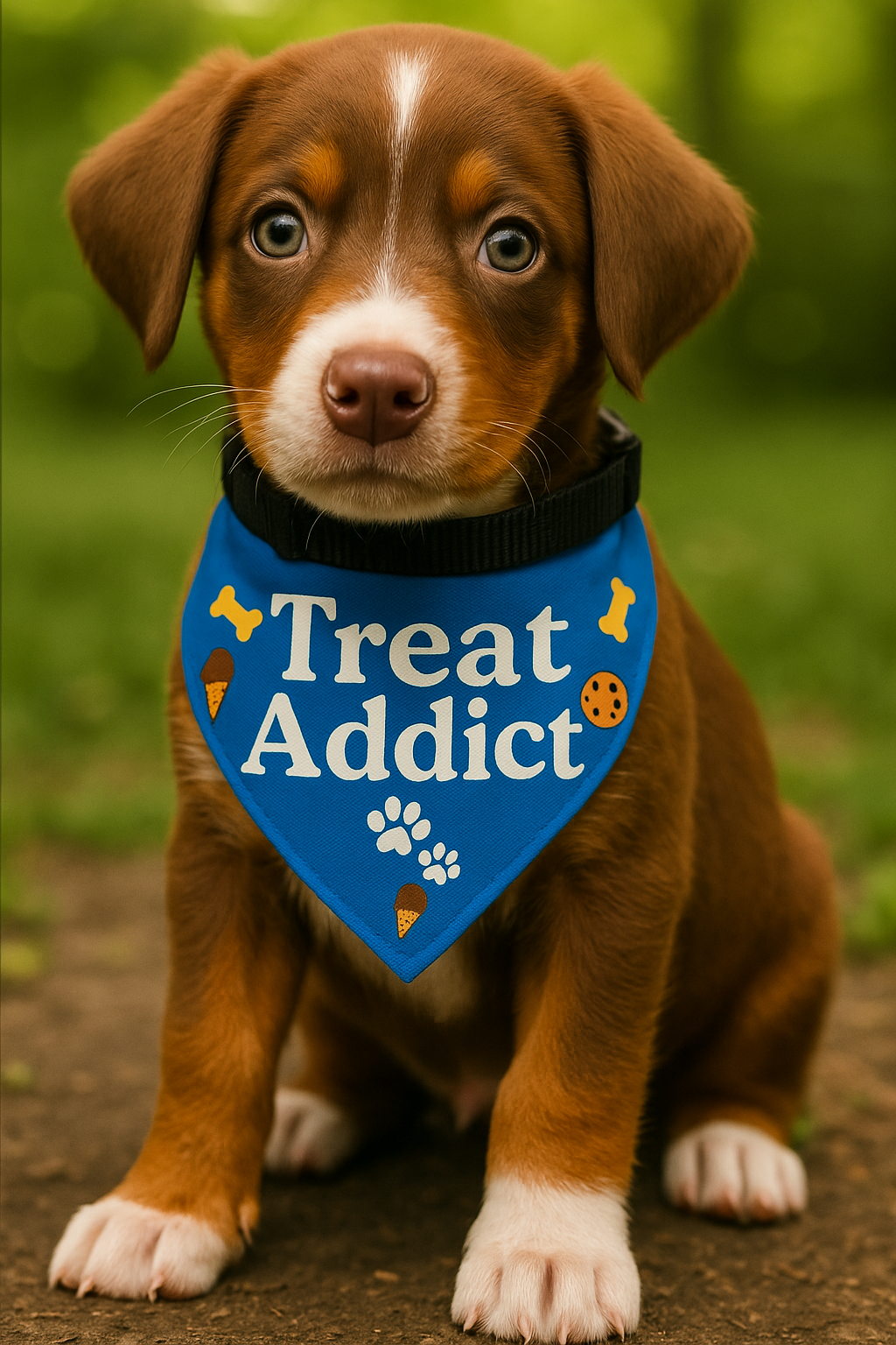 Treat Addict Pet Bandana with clip – Stylish Accessory for Cats & Dogs - Sapphire