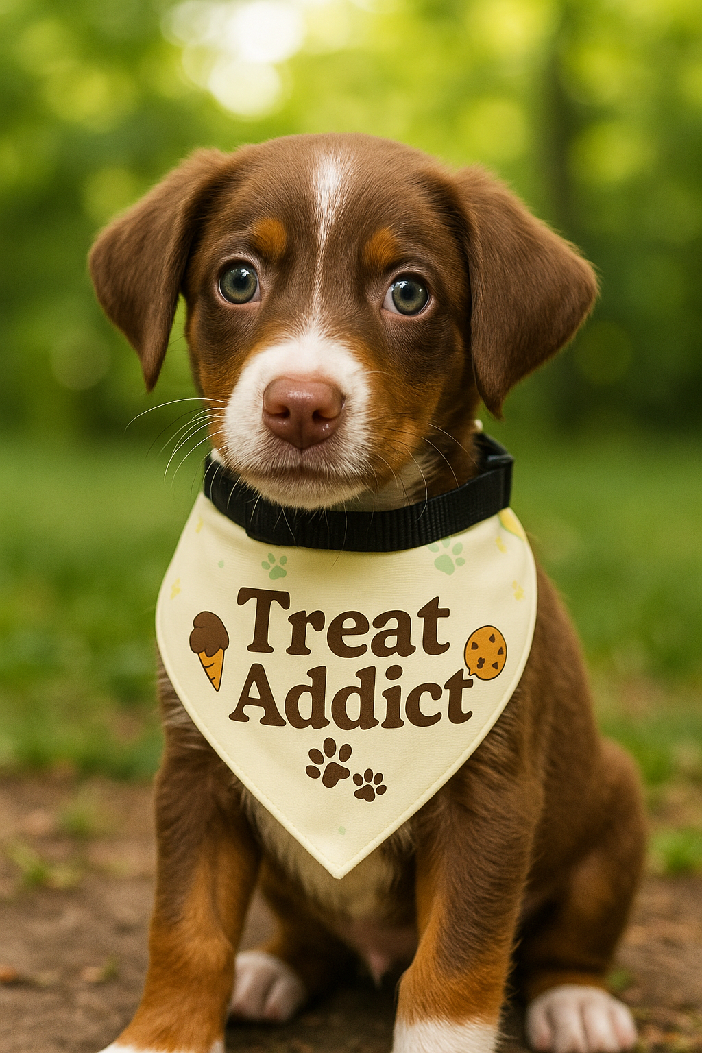 🐾 Treat Addict Pet Bandana with clip – Stylish Accessory for Cats & Dogs