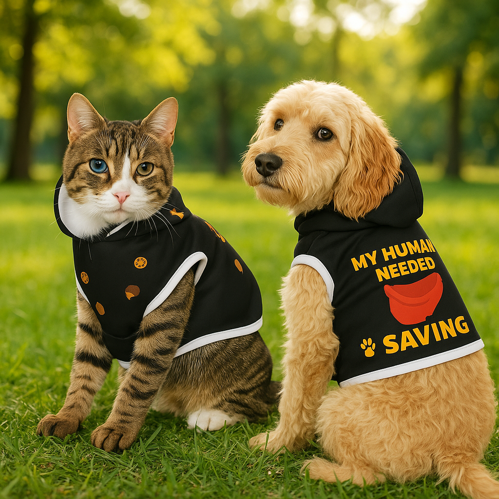 Superhero Pet Hoodie – “My Human Needed Saving” Black Variant