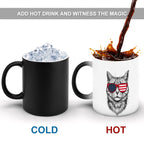 Patriotic Cat Color-Changing Mug – Heat Reveal with USA Sunglasses Design