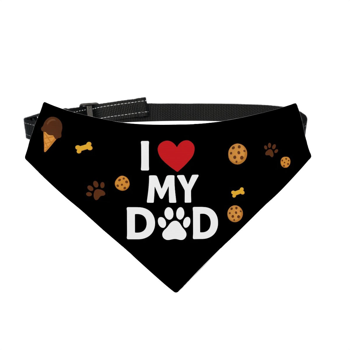Pet Bandana  with clip – “I love My Dad” - Black