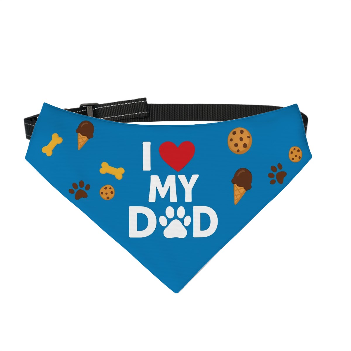 Pet Bandana  with clip – “I love My Dad” – Sapphire