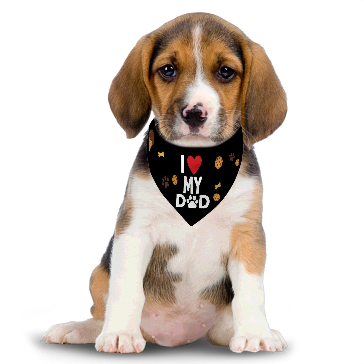 Pet Bandana  with clip – “I love My Dad” - Black