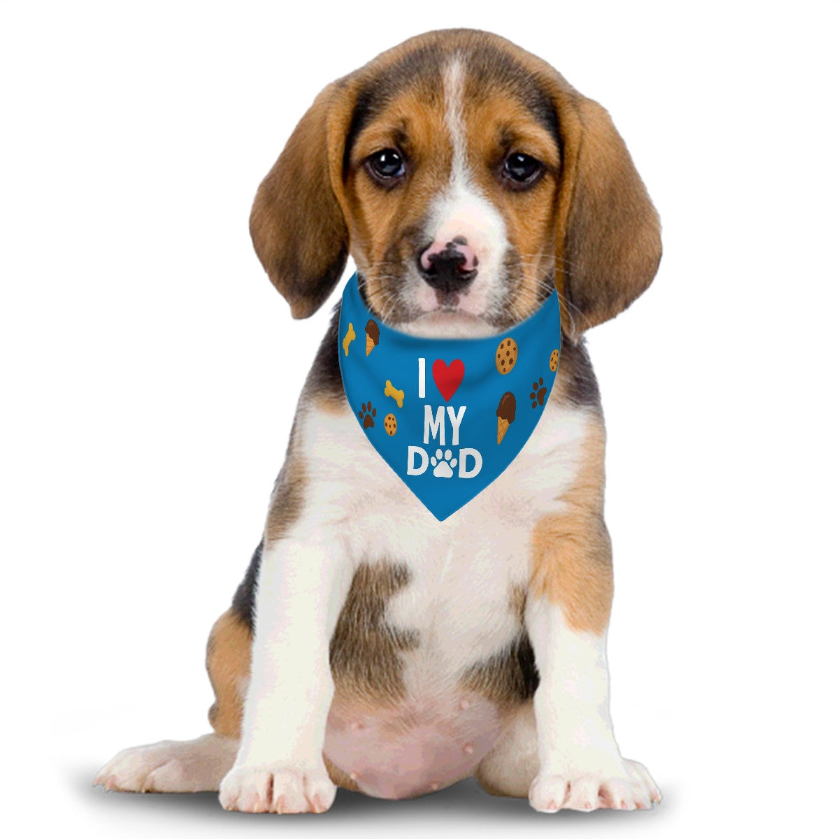 Pet Bandana  with clip – “I love My Dad” – Sapphire